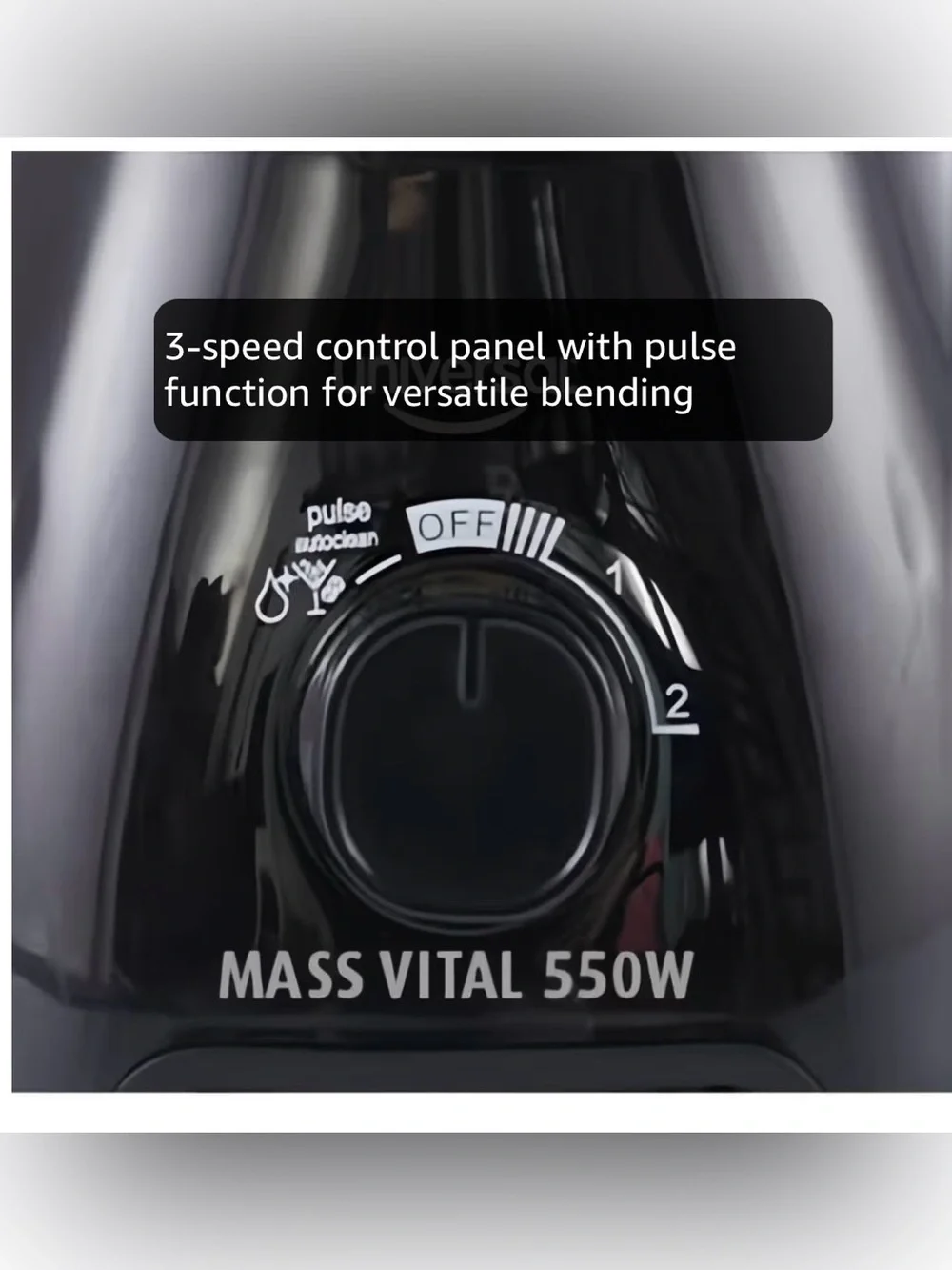 Universal Black Countertop Blender with Clear Glass Pitcher